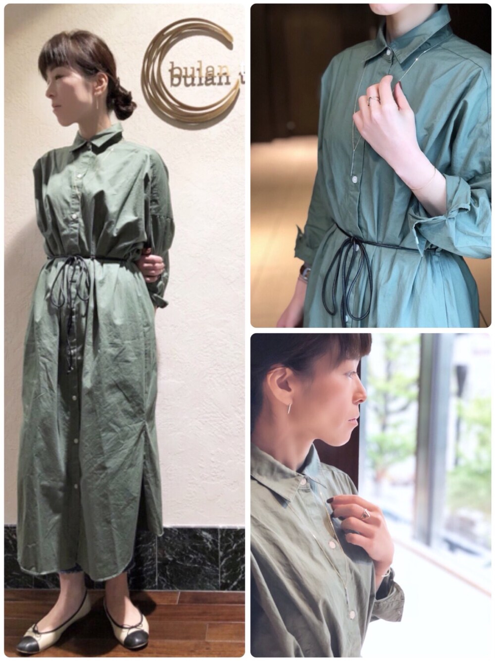 ゴールド系のネックレス、シルバー系のピアス（両耳用）、ゴールド系のリングを着用したレディースの秋コーディネートの1枚目の写真