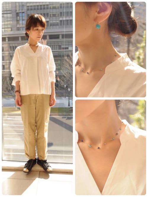 anq.」K10・ OneStoneピアス(ターコイズ、アクアマリン