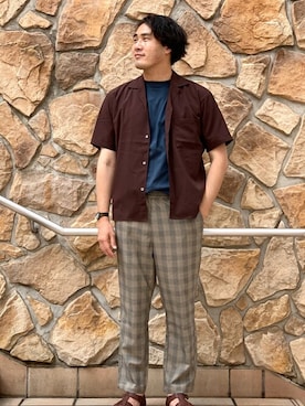 「HERISSON（エリソン）のアイテム」を使った、MASAさん（メンズ・183cm）の夏コーディネート