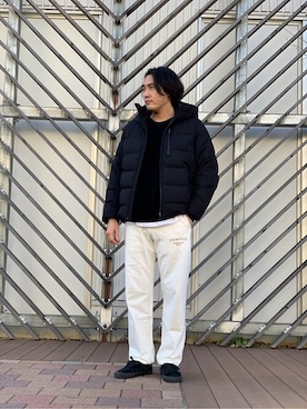 「417 EDIFICE（フォーワンセブンエディフィス）のアイテム（スウェットパンツ）」を使った、MASAさん（メンズ・183cm）の冬コーディネート