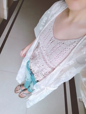 「MERCURYDUO（マーキュリーデュオ）のアイテム（キャミソール）」を使った、withyoonhoさん（レディース・162cm）の夏コーディネート