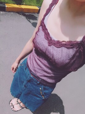withyoonhoさんの「AEFC LACE DOT TULLE CAMI」を使ったコーディネート