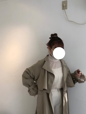 「スラックスパンツ」｜「アイテム（トレンチコート）」を使った、楓さん（レディース・158cm）の春コーディネート