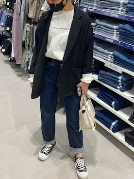 「ハイウエストストレートジーンズ」｜まうさん（レディース・154cm）の春コーディネート