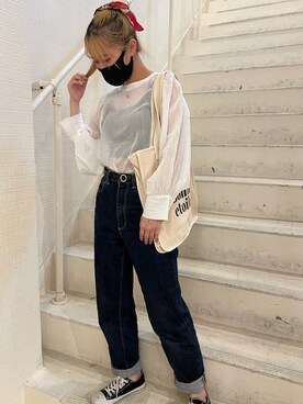 「ハイウエストストレートジーンズ」｜まうさん（レディース・154cm）の春コーディネート