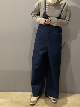 「シルバーシューズ」｜「アイテム（オールインワン・サロペット）」を使った、rumiさん（レディース・153cm）の春コーディネート