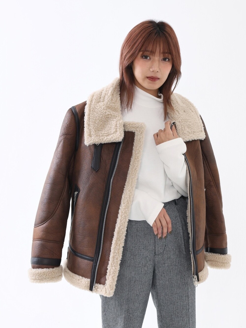 BOYSHE（ボーイシー）の「ボアB-3ジャケット ダークブラウン（ムートン 