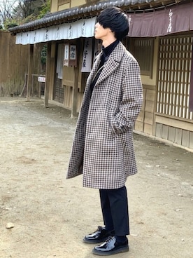 「アイテム（チェスターコート）」を使った、ゆうきさん（メンズ・176cm）の冬コーディネート