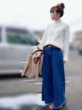 「archives（アルシーヴ）のアイテム（ダッフルコート）」を使った、aiさん（レディース・159cm）の冬コーディネート
