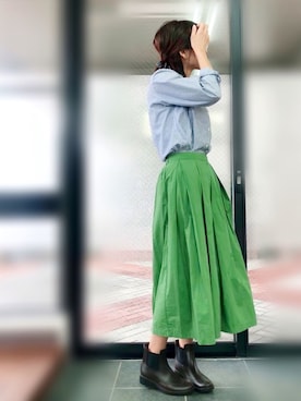 「titivate（ティティベイト）のタイプライタータックフレアスカート（スカート）」を使った、aiさん（レディース・159cm）の夏コーディネート