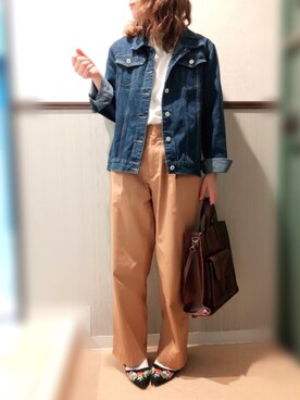 「アイテム（トートバッグ、レッド系）」を使った、aiさん（レディース・159cm）の春コーディネート