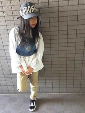 「handmade」｜「アイテム（キャップ）」を使った、lionさん（キッズ・127cm）の春コーディネート