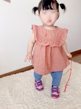 「apres les cours（アプレレクール）のアイテム（チュニック）」を使った、sake＊taroさん（キッズ・80cm）の春コーディネート
