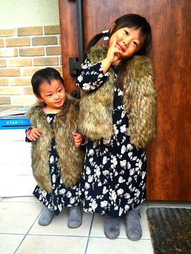 「ガウン」｜「アイテム（ワンピース/ドレス）」を使った、みゅーなさん（キッズ・110cm）の秋コーディネート