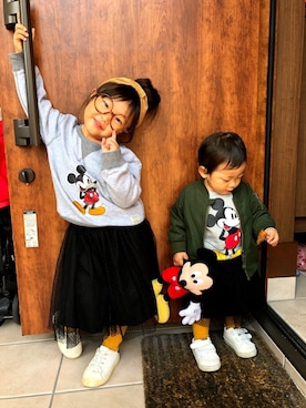 「西松屋（ニシマツヤ）のアイテム（ブルゾン）」を使った、みゅーなさん（キッズ・110cm）の秋コーディネート