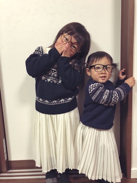 「スキップランド（スキップランド）のアイテム」を使った、みゅーなさん（キッズ・100cm）の冬コーディネート