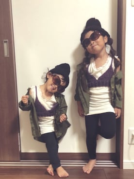 「レースタンク」｜「アイテム（その他）」を使った、みゅーなさん（キッズ・100cm）の秋コーディネート