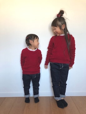 「ヘアゴム」｜「アイテム（その他）」を使った、みゅーなさん（キッズ・100cm）の冬コーディネート