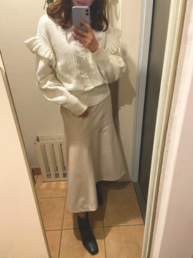 「MERCURYDUO（マーキュリーデュオ）のアイテム（ブーツ）」を使った、maicooo1208さん（レディース・153cm）の冬コーディネート