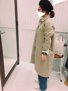 「grn（ジーアールエヌ）のアイテム（トレンチコート）」を使った、おなつさん（レディース・151cm）の春コーディネート