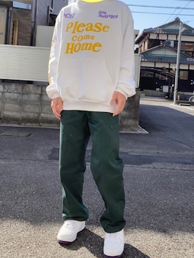 「abcd（ナシ）のアイテム（パーカー）」を使った、busugolilaさん（メンズ・165cm）の冬コーディネート