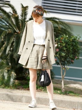 「URBAN RESEARCH Sonny Label（アーバンリサーチサニーレーベル）のアイテム（ノーカラージャケット）」を使った、ympsanさん（レディース・164cm）の春コーディネート