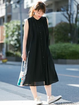 「URBAN RESEARCH Sonny Label（アーバンリサーチサニーレーベル）のノースリーブギャザーワンピース（ワンピース）」を使った、ympsanさん（レディース・164cm）の春コーディネート