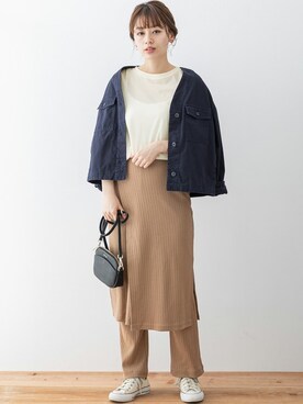 「URBAN RESEARCH Sonny Label（アーバンリサーチサニーレーベル）のアイテム（ノーカラージャケット）」を使った、ympsanさん（レディース・164cm）の春コーディネート