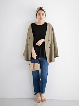 「URBAN RESEARCH Sonny Label（アーバンリサーチサニーレーベル）のアイテム（ノーカラージャケット）」を使った、ympsanさん（レディース・164cm）の春コーディネート