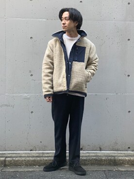 「MANEBU（マネブ）のアイテム（その他シューズ）」を使った、KIKAWAさん（メンズ・165cm）の冬コーディネート