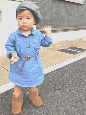 「1歳3ヶ月」｜「アイテム（ハンチング/ベレー帽）」を使った、shukaさん（キッズ・80cm）の秋コーディネート
