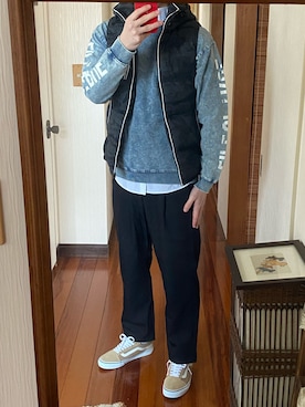 「VENCEEXCHANGE（ヴァンスエクスチェンジ）のアイテム（ジャケット/アウター）」を使った、山参さん（メンズ・180cm）の冬コーディネート