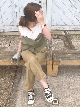 「THE SHINZONE（ザ　シンゾーン）のハイウエストチノパンツ（チノパンツ）」を使った、o...さん（レディース・158cm）の夏コーディネート