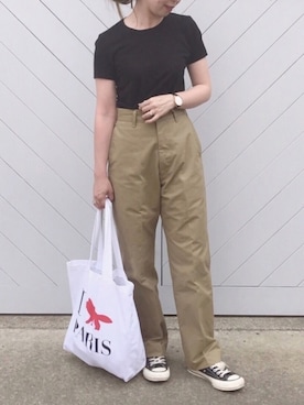 「THE SHINZONE（ザ　シンゾーン）のハイウエストチノパンツ（チノパンツ）」を使った、o...さん（レディース・158cm）の夏コーディネート