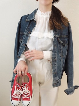 「フリルトップス」｜o...さん（レディース・157cm）の春コーディネート