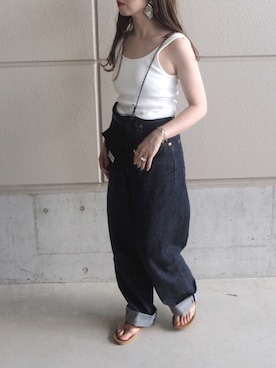 「Minnetonka（ミネトンカ）のアイテム（ビーチサンダル）」を使った、o...さん（レディース・157cm）の夏コーディネート