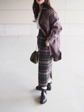 「PENDLETON（ペンドルトン）のアイテム（スカート）」を使った、o...さん（レディース・157cm）の秋コーディネート