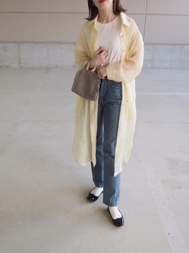 「ZOZO（ゾゾ）のクルーネックTシャツ［WOMEN］（Tシャツ/カットソー）」を使った、o...さん（レディース・157cm）の春コーディネート