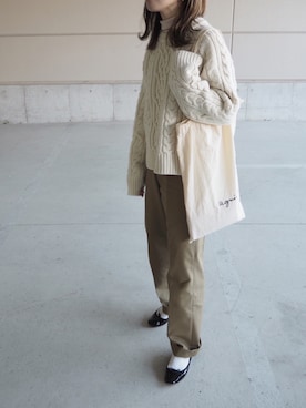 「THE SHINZONE（ザ　シンゾーン）のハイウエストチノパンツ（チノパンツ）」を使った、o...さん（レディース・157cm）の冬コーディネート