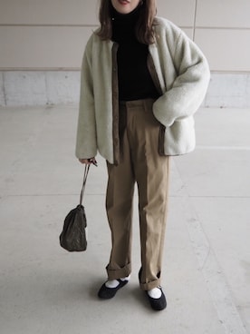 「THE SHINZONE（ザ　シンゾーン）のハイウエストチノパンツ（チノパンツ）」を使った、o...さん（レディース・157cm）の冬コーディネート