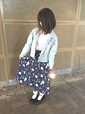 「ピンク×ネイビー」｜「アイテム（ジャケット/アウター）」を使った、冨田   彩華さん（レディース・154cm）の春コーディネート