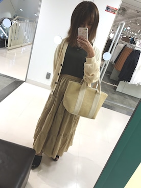 「カコバッグ」｜「アイテム（スカート）」を使った、冨田   彩華さん（レディース・155cm）の夏コーディネート