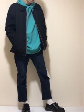 「UNUSED」｜「アイテム（ブルゾン）」を使った、フルさんさん（メンズ・165cm）の秋コーディネート