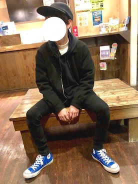 「UNUSED」｜「アイテム（ブルゾン）」を使った、フルさんさん（メンズ・165cm）の冬コーディネート