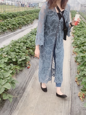 「イチゴ狩り」｜「アイテム（その他アウター）」を使った、miiiさん（レディース・165cm）の夏コーディネート
