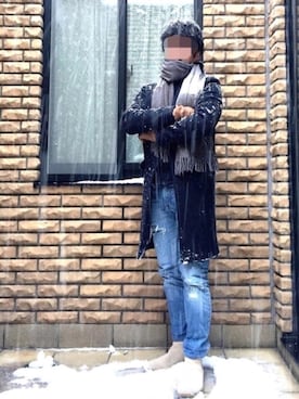 「BEAMS（ビームス）のアイテム（手袋）」を使った、Hige-chiriさん（メンズ・168cm）の冬コーディネート