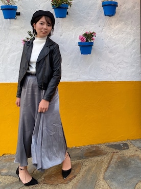 「MAJESTIC LEGON（マジェスティックレゴン）のアイテム（ライダースジャケット）」を使った、nagisa9628さん（レディース・164cm）の秋コーディネート