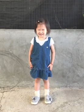 「アイテム（サロペット/オーバーオール）」を使った、Nicoletteさん（キッズ・90cm）の夏コーディネート