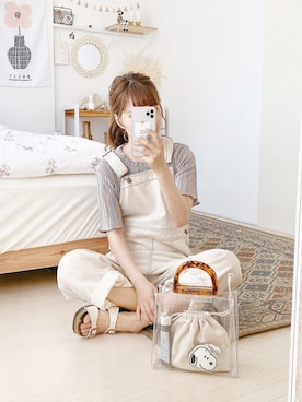 「kutir（クティール）のアイテム（オールインワン・サロペット）」を使った、高芦あかりさん（レディース・152cm）の夏コーディネート