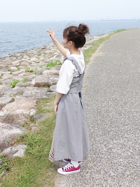 「OLIVE des OLIVE（オリーブデオリーブ）のアイテム」を使った、高芦あかりさん（レディース・152cm）の夏コーディネート